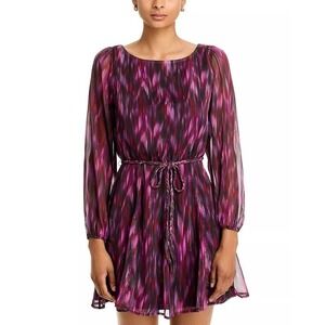 Koko + Mason Printed Long Sleeve Dress Womens XL Pink Party Holiday Festive NWD